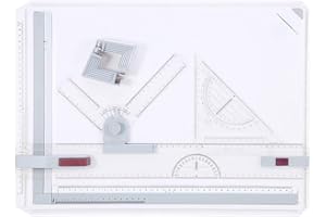 Keenso Portable Drafting Table, Drawing Table Board, A3 Drawing Board, with Clear Rule Parallel Motion and Adjustable Angle, 