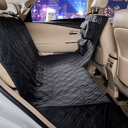 VIEWPETS Dog Car Seat Cover Waterproof Heavy Polyester Non-slip Pet Quilted Hammock Rear Seat Cover (Hammock 60" L x 56" W, Black)