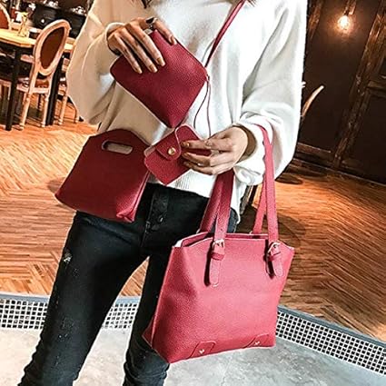 Amazon Co Jp ファッショントートバッグ 1人のおしゃれなpuレザーの女性のハンドバッグシングルショルダーバッグメッセンジャーバッグ ブラック でグレート4 Color Red 家電 カメラ