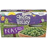 Green Valley Organics Sweet Peas, Single Serve 4 Ounce Cups, Pack of 6
