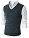 Ohoo Men's Cotton Blended Slim Fit Sweater Vest Knit V-Neck Sleeveless Pullover Sweater / DCV010-CHARCOAL-XL