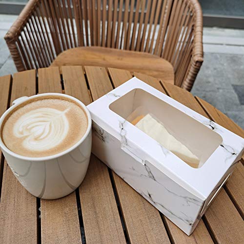 30 Pack Marble Cookie Boxes With Window - Standard 6.3" x 3.54" x 2.95" - Marble Bulk Pastry Boxes - Multipurpose Bakery Boxes With Window - Cake boxes, Muffin boxes, Wedding Party Favor Boxes Bulk And Treat Boxes Party Favors