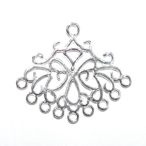 1 pc .925 Sterling Silver Flower Filigree Chandelier Earring Hoop Connector Bead / Findings / Bright