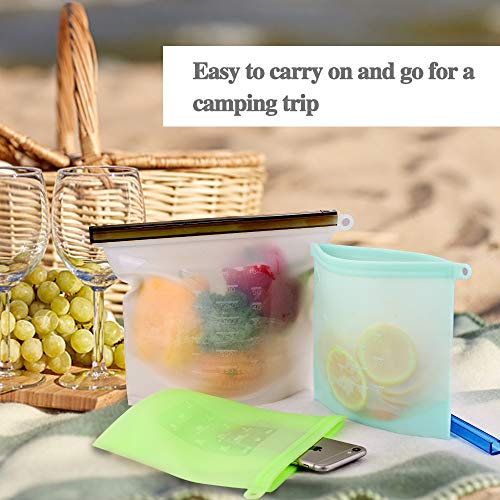 Reusable Silicone Food Storage Bags (Set of 6)-2xLarge 50oz, 4xMedium 30oz, Sungwoo Airtight Seal Food Preservation Bags/Food Grade/Versatile Container for Vegetable, Liquid, Snack, Meat, Sandwich - Thumbnail 4