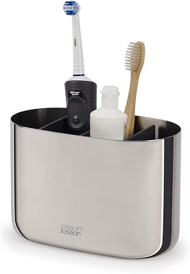 EasyStore, Soporte Elegante para Cepillo y Pasta de Dientes, Almacenamiento en el baño, Grande, Acero Inoxidable