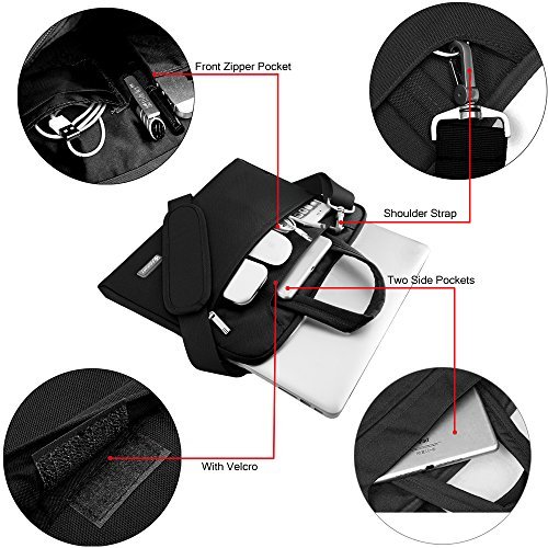 Laptop Briefcase Bag, HESTECH 12.9-13.5 Inch Dual Layer Protection Tablet/Laptop Universal Sleeve Bag Carrying Case Briefcase with Handle + Pouch Case - Black