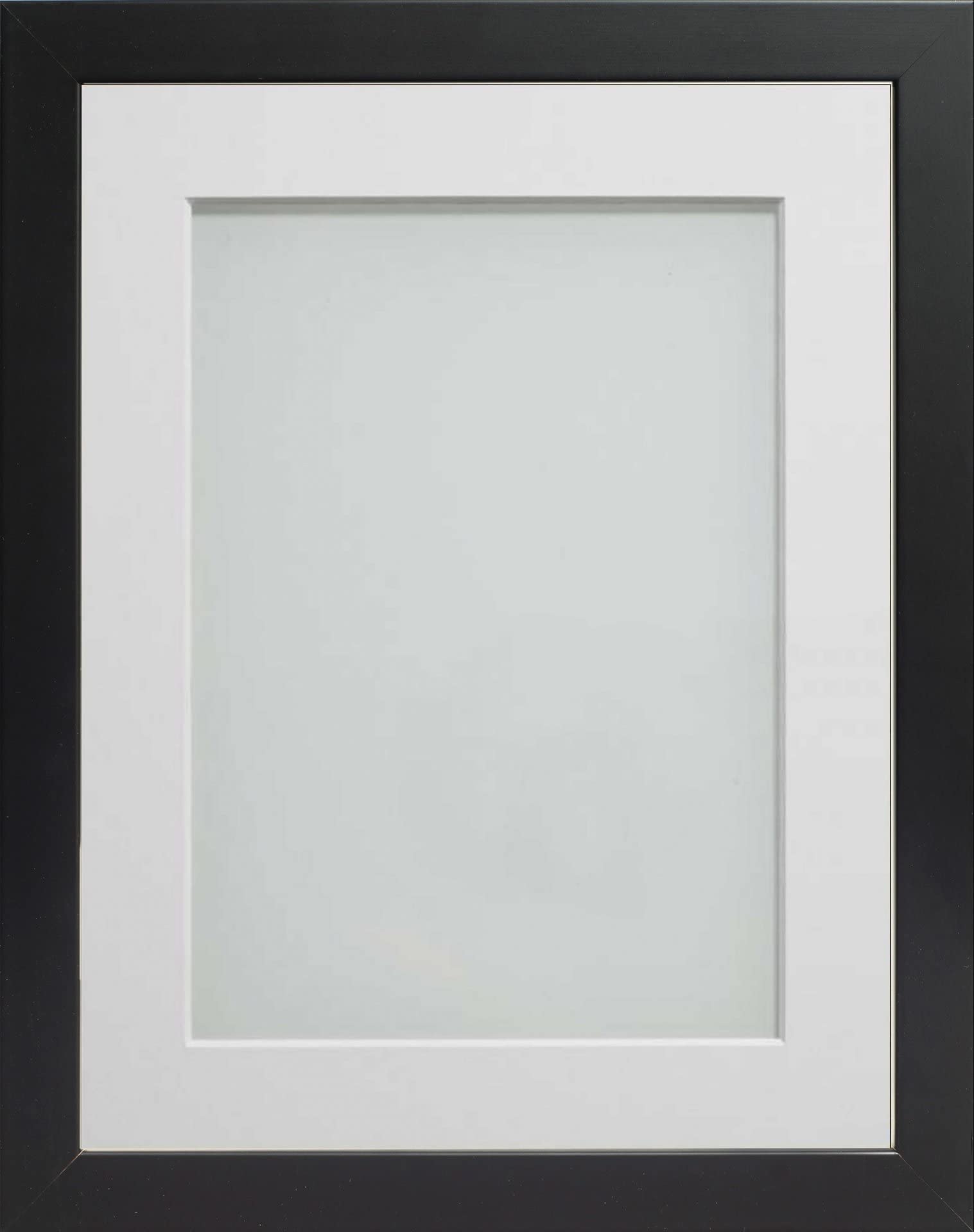 Frame Company Connolly Range Black Wooden Picture Photo Frame with White Mount, 12x10 for pic size 8x6 *Choice of Sizes* Fitted with Real Glass