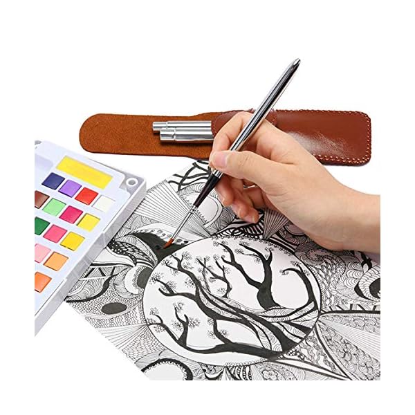 Fuumuui 3Pcs Art Travel Paint Brush Rundhaar Kurzgriff Pinsel für Acryl Öl und Aquarell – Bild 8