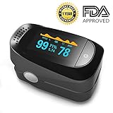 Pulse Oximeter Fingertip Blood Oxygen Saturation Monitor SpO2 Sensor Meter with Alarm Beep Rotating OLED Display