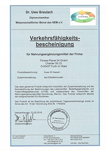 Vita2You Super K2-1200µg Vitamin K2 - Original vitaMK7® - (Natürliches MK-7) mit MK-4 >99% All Trans - 120 Kapseln - Hochdosiert - Premium Qualität – Bild 4