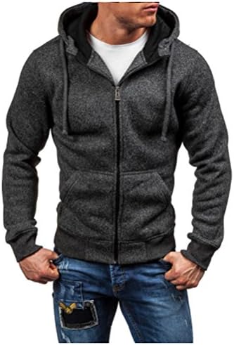 Men Hoodies New Sudaderas Hombre Hip Hop Mens Brand Solid Zipper Hoodie Sweatshirt Slim Fit Men Hoody Size XXL Black XL