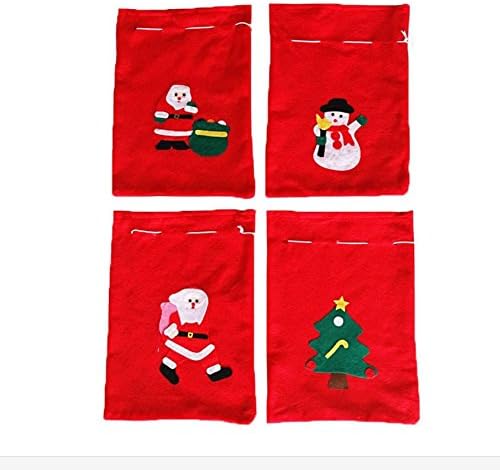 4pcs Christmas Gift Bags With Drawstring Small Santa Sack Personalized Canvas Burlap Bag For Gifts Santa Sack Special Delivery Small Size:9.84x11.8 inches