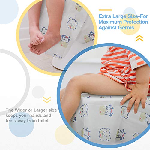 Disposable Toilet Seat Covers Extra Large 20 Packs Perfect for Adults and Kids Potty Training with Individually Wrapped Home Travel Use (Cartoon)