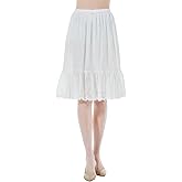 BEAUTELICATE Half Slip Skirt Extender 100% Cotton Vintage Underskirt with Lace Embroidery