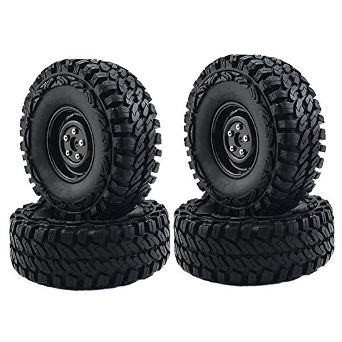 LAFEINA 1.9 Inch Plastic Wheels & Tires Set 114MM RC Rubber Tyres for 1/10 RC Crawler Car Axial SCX10 RC4WD D90 ( 4 PCS)