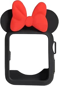 Navor Soft Silicone Protective Case with Cartoon Mouse Ears Compatible for Apple Watch 38mm Series 1 2 3 [Black Red]