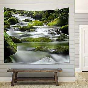 Cascading Spring with Stones - Fabric Tapestry, Home Decor - 51x60 inches