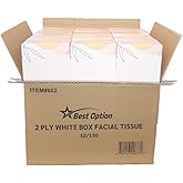 Best Option Soft 2-Ply Facial Tissue White 130-Count Box Pack of 12 for Office