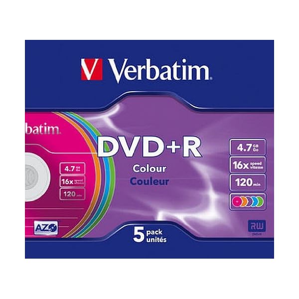 Verbatim DVD+R Advanced AZO 16x Speed Colour Surface 5er Pack Slim Case DVD-Rohlinge – Bild 3