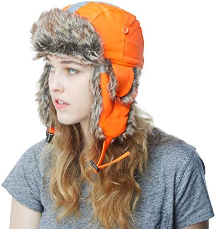 The Hat DepotWinter Bomber Safety Reflective Faux Fur Aviator Kids & Adult Trapper Hat Snow Ski Trooper Hat