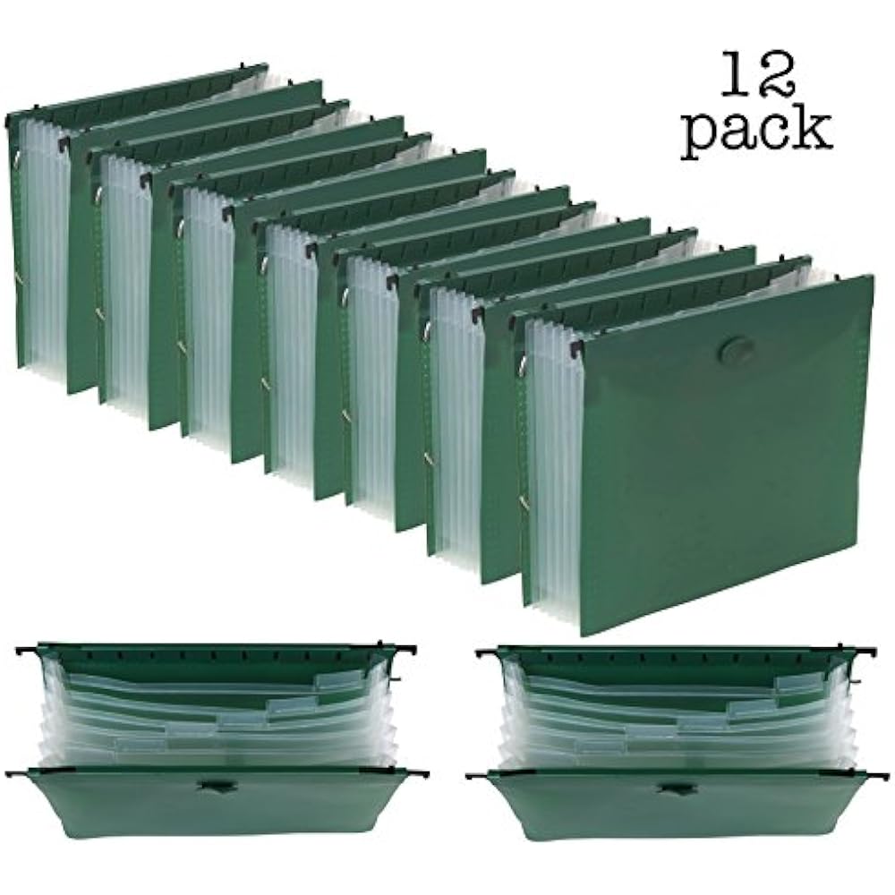 Expanding Hanging File Folder 7 Divider Pocket (12Pack) Office