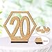 ElekFX Table Numbers 20 Pack 1-20 Wedding Wooden Table Number with Base, Party Table Numbers Double Sided Design Table Holder for Wedding/Party Reception and Decoration (M)