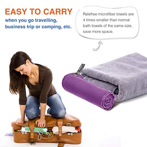 Relefree Microfibre Towel Quick Dry Towels Travel Towels Set of 2 Piece Large and Extra Large Sizes-for Swimming Pool Camping Gym Sports Yoga and Pilates etc