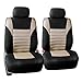 FH Group Automotive Car Seat Covers Full Set Premium 3D Air Mesh Beige and Black Seat Covers, Airbag Compatible and Split Bench Cover Universal Fit Interior Accessories for Cars Trucks and SUVs