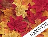 Moon Boat 1000PCS Fall Artificial Maple Leaves Thanksgiving Autumn Leaf Wedding Party Table Decor, Multicolored