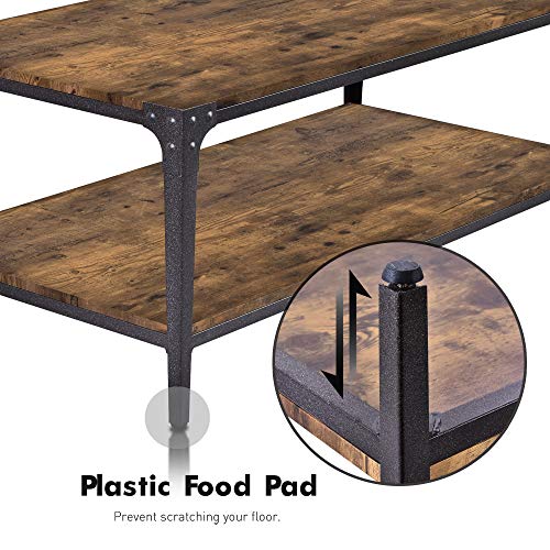 Decok Coffee Table 44" Industrial Rivet Metal Design, Living Room Table