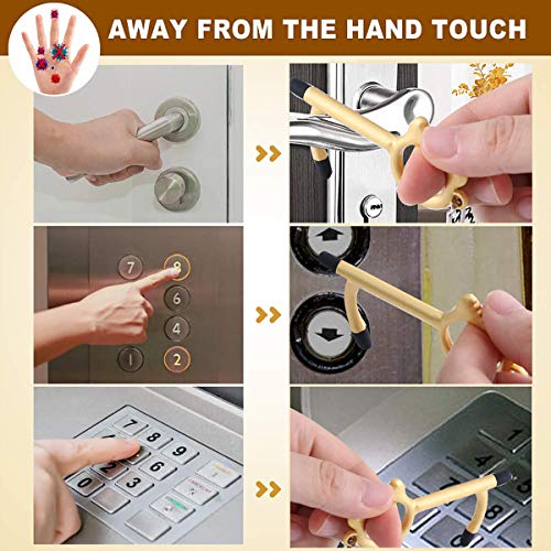 Bola Rung 3Pcs Contactless Door Opener Tool With 3 Retractable Buckles No Touch Door Opening Key Door Handle Opener Keychain Hygiene Door Opener