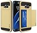 Bastex Samsung Galaxy S7 Edge Case, Hybrid Black Rubber Silicone Cover Gold Hard Plastic Hidden Credit Card Cash Id Holder Slot Case for Samsung Galaxy S7 Edge G935