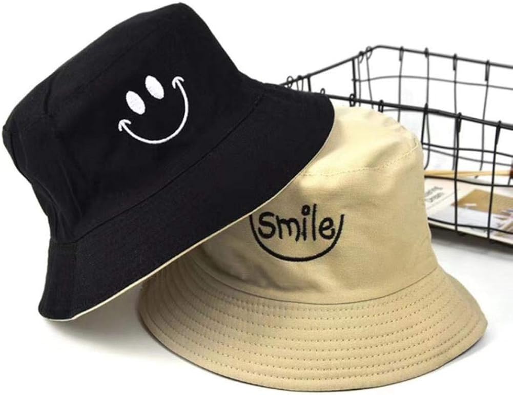 XMYNB Fisherman Cap Smile Bucket Hat Double Sided Bucket Hat Smiling