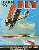 Learn To Fly Bi Wing Airplane Tin Sign 13 x 16in
