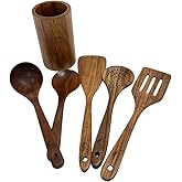 Zolarith Acacia Wood Kitchen Utensils Set – 6 Piece Wooden Spoons & Spatulas, Heat-Resistant, Eco-Friendly, Safe for Nonstick Cookware