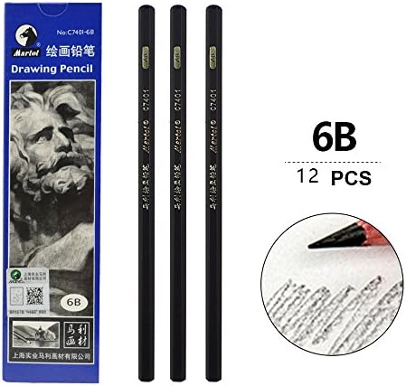Sketch pencils, art paintings, wooden pencils, professional pencils, 12 pcs (6B)