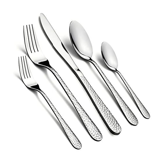 60Piece Hammered Silverware Set, HaWare Stainless Steel Flatware