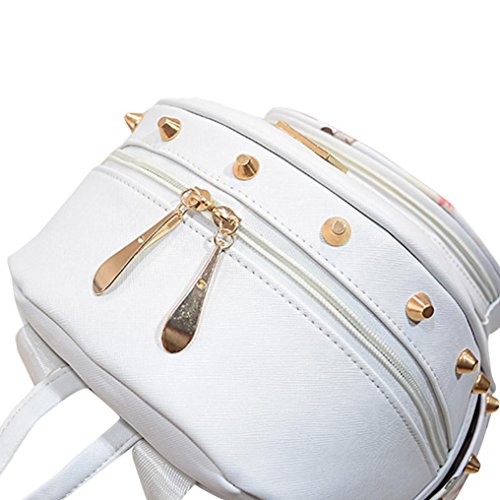 Respctful Backpack for Girls Fashion Floral Printing School Bags (White)