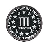 Patch Squad Tactical Velcro Three Percenter Morale Patch, Black & White