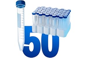 LabXcel Polypropylene Conical Centrifuge Tubes – Plastic Test Tubes with Caps, Printed Graduation, PP, Sterile, High Speed Centrifugation, for Medical and Laboratory Use - (15ml, 50pcs with Tray)