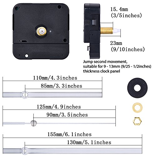Mudder Long Spindle Quartz Clock Mechanism, 1/2 Inch Maximum Dial