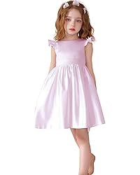Hrsxxet Satin Backless Bow Knot Flower Girl Desses