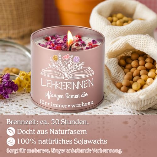 PRSTENLY Teacher Gift Teacher, Leaving Gift for Colleague, Teacher, Farewell Teacher, 9 oz Candles Gifts for Women, Thank You Gift, Retirement, Christmas Gifts