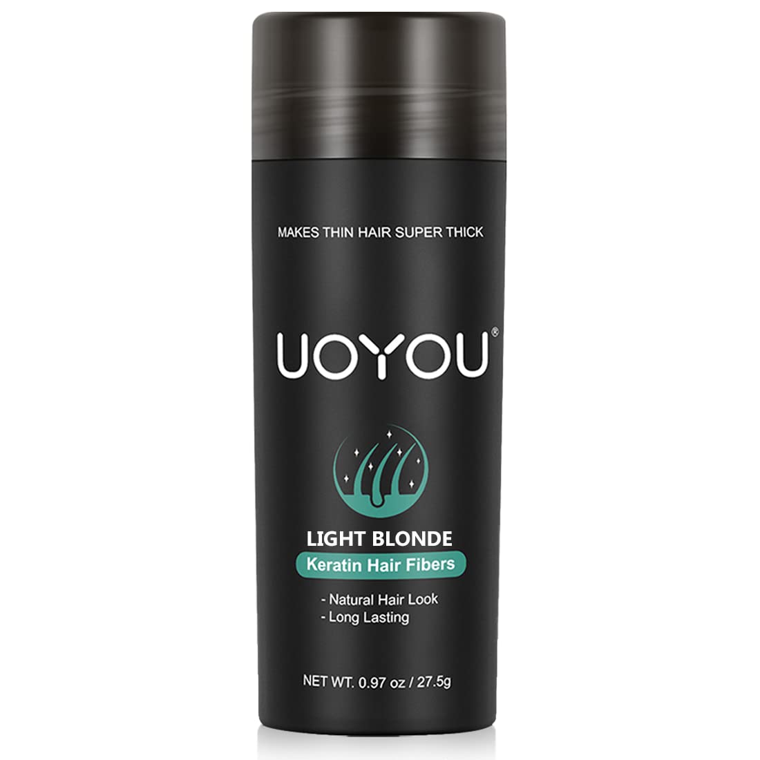 UOYOU LIGHT BLONDE Hair Fibres for Thinning Hair 27.5g Bottle | Undetectable & Natural Keratin Hair Fibers Concealer for Hair Loss for Men and Women | Hair Building Fibres Powder [LIGHT BLONDE]