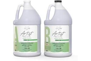 Counter Culture DIY Clear Artist Resin, Medium Viscosity, 2 Gallon Kit, Art Epoxy Supplies for Metallic Stains Acrylic 100% Solids Easy Coat No VOCs Scratch UV Heat Resistant to 500 Degrees