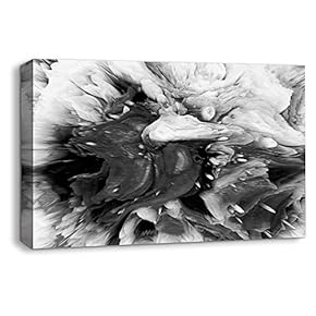 Canvas Wall Art Abstract Black and White Painting Artwork for Home Prints Framed - 12x18 inches