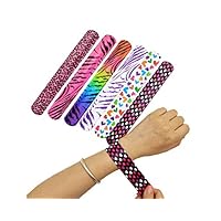 ITOM Slap Bracelet 72 PCs (24 Designs) for Prizes for Kids Games Party Favors Classroom Exchange with Colorful Print Emoji Hearts Animals