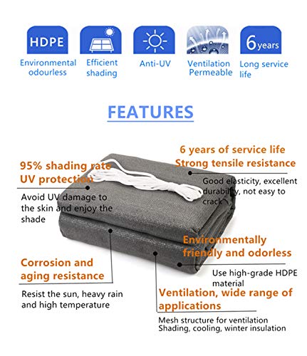 Sekey Sonnensegel 3x4m, Sonnenschutz, Rechteckig HDPE-Kunststoff, Winddicht Wasserdurchlässig UV-beständig Atmungsaktiv… – Bild 7