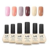 MelodySusie Durable Gel Nail Polish - Timeless Muse 1 Step Nail Gel Kit with 6 Colors, No Base and Top Coat Needed, Quick Curing with LED or UV Nail Dryer, Easy Soak Off (12ml/Pcs)