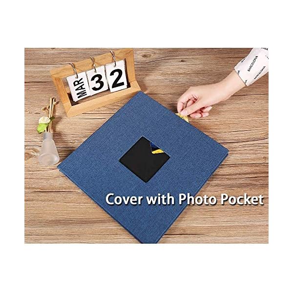 Yopih Selbstklebende 10x15 Fotoalbum Einkleben und zum Selbstgestalten Groß leinen Photoalbum mit 40 weißen Seiten, Hochzeit Jahrestag Geburtstag Geschenke, mit einem Kugelschreiber, 33x32cm – Bild 6